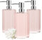 Confezione da 3 dispenser di sapone in vetro, 500 ml, versatili, per lozioni, sapone liquido, dispenser per sapone per le mani, con pompa, per bagno, piano di lavoro, cucina, lavanderia (rosa)