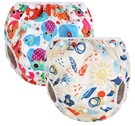 Vicloon Pañales para Nadar para Bebés,2PCS Pañales para Bebés Lavables,Pañales para Nadar para Bebés Reutilizables,Pantalones de Entrenamiento para Pañales para Bebés