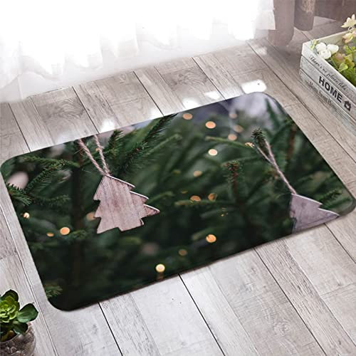 Banemi Fußmatte Innen, Teppich Küche 40X60cm Grün Braun Weihnachtsbaum Anhänger Heimtextilien