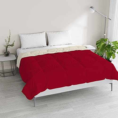Italian Bed Linen Edredón de Verano Bicolor Sogni e Capricci, Microfibra, Burdeos/Crema, matrimonial