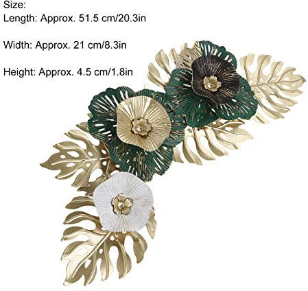 LIYJTK Blatt-Wanddekoration, Metall-Blumen-Wanddekoration, Goldene 3D-Wandkunst-Dekoration Für Wohnzimmer, Blätter-Wand-Heimdekoration, Wandskulpturen, Hängedekoration