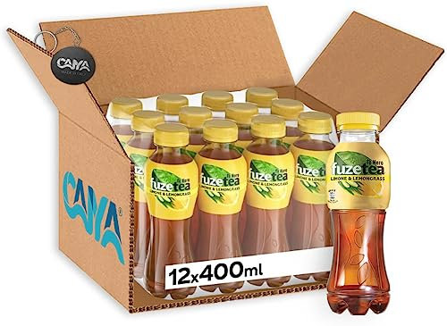 12X Fuzetea Té Nero al Gusto Limone con una Nota di Lemongrass Bottiglia Pet 400ml- Drink Summer 2023 [CAIYA® BOX da 12 Confezioni]