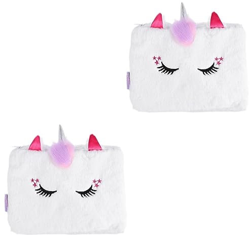 STOBOK 2 Stk Einhorn-brieftasche Schreibwarenzubehör Für Studenten Fell-einhorn-mäppchen Stiftetui Für Kinder Schreibwarentasche Für Studenten Geschenk Bilden Weiß Plüsch Mädchen