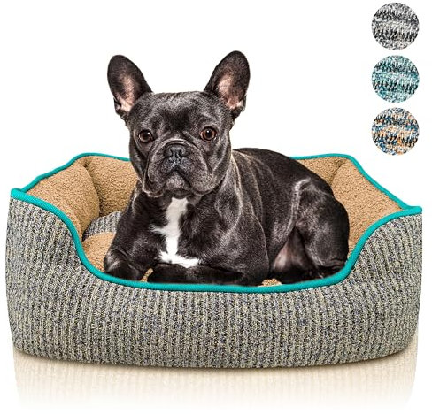 bluzelle Hundebett für mittelgroße Hunde, Hundekorb Hundesofa Hundekissen Hundecouch Tierbett, Waschbar rutschfest Herausnehmbares Kissen Bequem Flauschig Plüsch Teddy-Fell, Größe M, Farbe:Blau