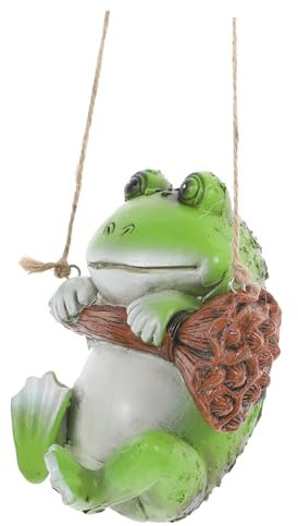 BESPORTBLE Hängende Gartendekorationen Mikro-landschaftsdekor Froschfiguren Hängende Gartenskulptur „Frosch“. Froschhof-kunstskulptur Miniatur-froschstatue Die Schaukel Draussen Harz