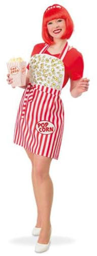 FRIES Schürze Popcorn rot weiß gestreift | Kostüm Verkleidung Popcorn-Verkäuferin 50er Jahre | Karneval Fasching Motto
