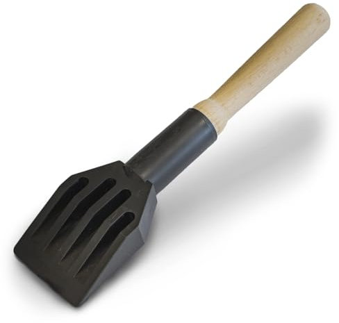 Vooxa Premium Log Trowel for Lifting Glass Panes, Made of Shockproof Plastic with Knotless Wooden Handle, 65 x 20 x 277 mm, Black, Door/Window Cases, Shutter Box, Tiles etc.