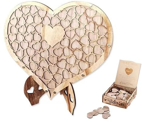 WIYETY Libro degli Ospiti Matrimonio: Cornice in Legno Cuori in Legno Matrimonio Guestbook Matrimonio Cuore Cornice Scrivere Ricevimento Nozze Cornice per Decorazione di Nozze Ricevimento Festa