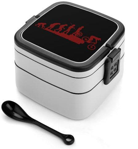 Evolution - Lonchera Bento para bicicleta de montaña con asa, apilable, 2 niveles, a prueba de fugas, contenedor de alimentos