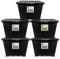 Neat. 30L Storage Boxes with Lids - Black Base & Hinged Lid Ideal for Home Organisation, Durable Plastic Containers, Space-Saving Box Storage Solutions, Plastic Box with Lid for Easy Access, Pack of 5