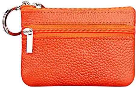 Générique Portefeuille Femme en Cuir PU Moyen Porte Monnaie Slots de Carte avec Porte-clés Porte-Monnaie en Cuir Synthétique Porte-Monnaie Monnaie Femmes avec Fermeture éclair (Orange)