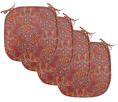 Generisch (de:Paisley-Stuhl-Sitzkissen-Set mit 4 Stück, lebendiges Farbmuster mit verschiedenen orientalischen Designelementen, Boho-Einfluss, rutschfeste Sitzpolsterung für Küche und Terrasse, 16 x
