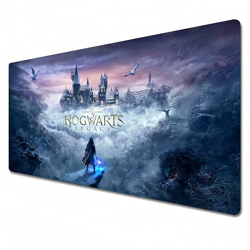Hogwarts Legacy XXL-Mauspad - Gaming-Büro-Schreibtischunterlage, 900 x 400 cm, Groß, Wasserdicht, Rutschfest, Schneeweiß, 90 x 40 cm