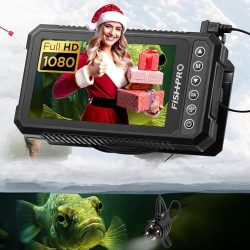 [FishPRO® 2025 Upgrade] 4.5'' True HD 1080P Underwater Fishing Camera (Plug & Play) - Ice Fishing Camera Underwater w/ 5,000mAh, USB-C, IR+LED, Fish Finder Camera for Ice/Lake/Boat Fishing, 20m/66ft