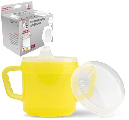 Compact 240ml Adult Sippy Cup with Dual Handles - Ideal for Limited Mobility, Handicapped, and Elderly Care - Assistive Sip Cups Cups for Elderly Care Drinking Mug/Drinking Cup/Non Spill Cup (Yellow)