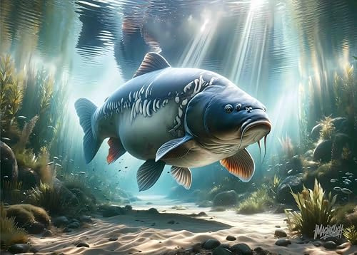 Angeln Poster Imagine Slash Carp Art Sunbeam Mirror 70x50cm Karpfen Poster Karpfen Poster Fisch Poster Poster