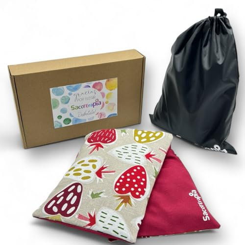 Saco térmico de semillas 50x16 cm con funda lavable – Bolsa de calor y frío reutilizable para microondas – Lavanda, romero y trigo naturales – Alivio cervical y lumbar – Hecho en España – Sacoterapia