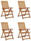 HETFTJN Esszimmerstuhl Gartenstuhl Einfacher Strandstuhl Sessel Wohnzimmer - Hochlehner Verstellbar 4 STK. mit Auflagen Massivholz Akazie für Garden Balcony Terrassen Outdoor