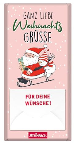 STEINBECK Weihnachten Schokolade 100g Tafel Liebe Weihnachtsgrüße Geschenk Geldgeschenk Umschlag
