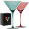 Gnimihz Farbige Martini-Gläser, mundgeblasen, Premium-Kristall-Cocktailgläser, für Bar, Martini, Cosmopolitan, Manhattan, Gimlet, Pisco Sour Stiel, Rot und Grün, 2 Stück
