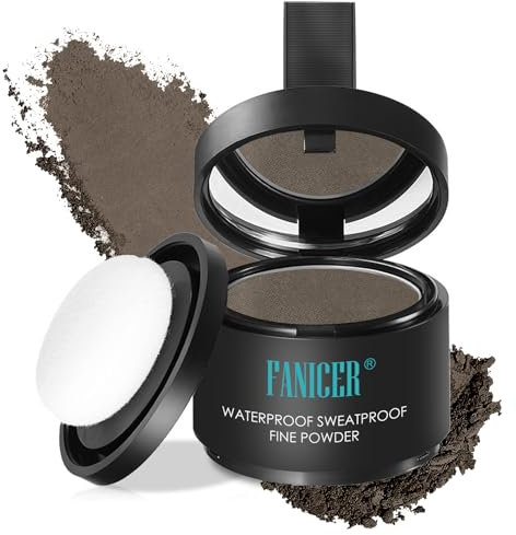 Haaransatz Puder mit Spiegel Schwamm,Unsichtbares Haar Concealer,Unsichtbares Ansatzpuder,Haaransatz Ausbessern,Haarverdichtung Wurzeln für dünner werdendes Haar,Schokoladenbraun 08