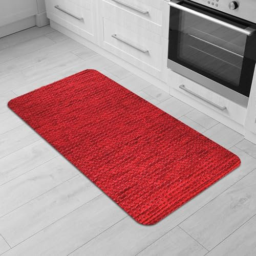 Comart - Küchenteppich Nancy - rutschfest - Maschinenwaschbar - Moderner Chenille-Läufer - Läufer für Flur und Küche - Weich und langlebig - Made in Italy - Rot - 50 x 100 cm