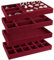 LWAIX Schmuckaufbewahrung Schublade Schmucktabletts Schmuck Organize Schmuck Organizers Schubladen für Schmuck Schubladeneinsatz Aufbewahrung Ordnungssystem Ohrringe Armband Ringe 4PCS (Rot)