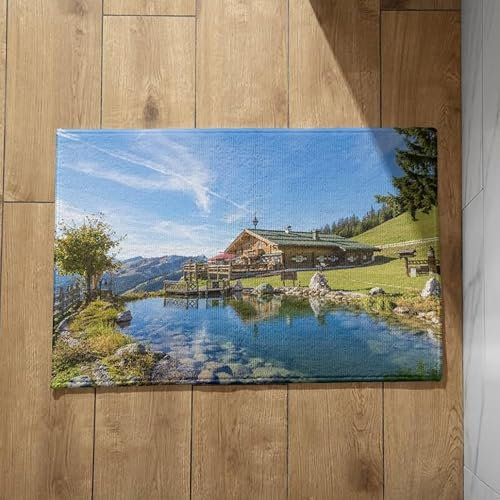 EHOMERY Schmutzfangmatte Waschbar rutschfest Türmatte Nach Maß Natürliche Landschaft Schmutzfangmatte Nassbereich Türmatte Landhaus 50x80cm,