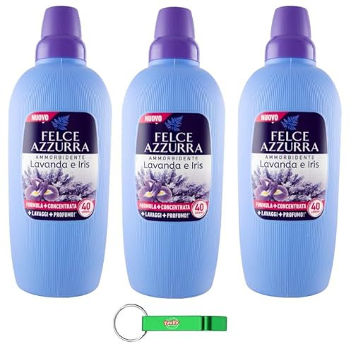 3x Felce Azzurra Ammorbidente - Flüssiger Weichspüler mit Lavendel und Iris - Unverwechselbarer Duft 40 Wäschen 2Lt + Beni Culinari Kostenloser Schlüsselanhänger