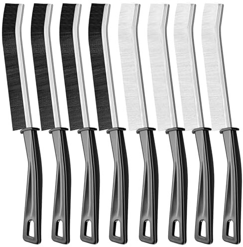 Spaltreinigungsbürste,8 Stücke Fugenbürste Hartborsten-Eckenreinigungsbürste,Schmalen Reinigungsbürste,Aluminiumkopf Fugenreinigungsbürste für Tiefenreinigung von Fenstern, Badezimmern, Küchenspülen