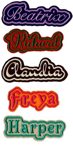 Personalised Script Embroidered Name Patch Badge sew on Iron on