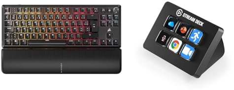 Corsair K70 Core TKL Wireless + Elgato Stream Deck Mini Bundle - Mechanical Tenkeyless Gaming Keyboard with Studio Controller for Zoom, Teams, PowerPoint, MS Office etc, Compatible with PC/Mac