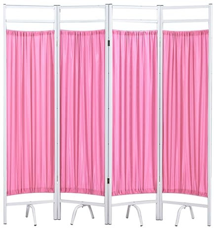 DJJYCTNM Medizinische Sichtschutzwand, Tragbarer, Faltbarer Raumteiler, Sichtschutzvorhang für Klinikstationen(Pink)