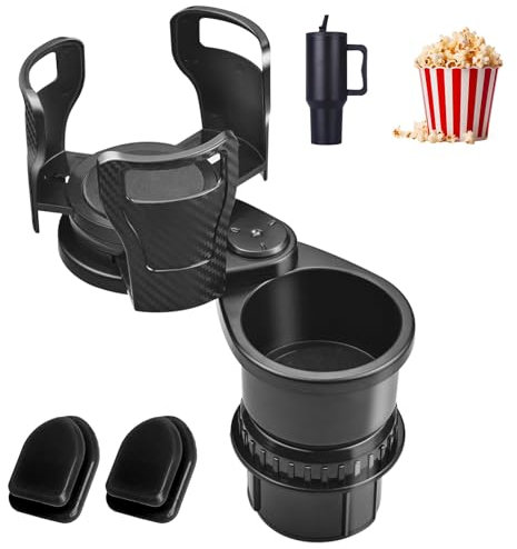 Flaschenhalter Auto Expander - 2-In-1 Universal Multifunktion Flaschenhalter mit 2 Klebriger Haken, Becherhalter 360 Drehbarer mit Rutschfester Stabiler Basis Arm Getränke für Tassen Flaschen Snack