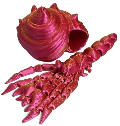 TOPLITHE 3D-gedruckte Einsiedlerkrebse, interessantes Zappel-Ozeanspielzeug mit beweglichen Gelenken und Abnehmbarer Schale for Erwachsene und Kinder(Red)