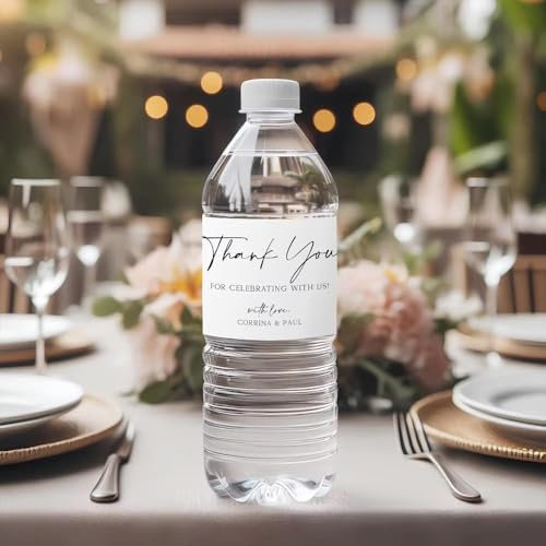 30pcs Custom Water Bottle Stickers Labels for Weddings and Engagement, Personalized Birthday Party Thank You Water Bottle Sticker, Bridal Shower Party Labels