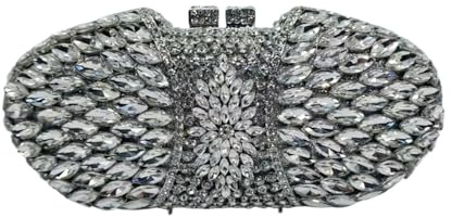 ZPFDSG Glitzer Tasche Frau Lila Champagner Kupplung Geldbörse Kristall Hochzeit Party Abendessen Abend Tasche Hohl Diamant Handtasche(Silver)