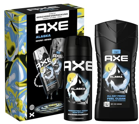 Axe Geschenkset Alaska Pflegeset mit Bodyspray und Duschgel (150 ml + 250 ml)