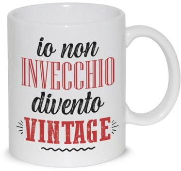thedifferent Tazza Colazione con grafica simpatica - Io non Invecchio divento Vintage - Latte thè Mug Relax idea regalo compleanno natale Papà Nonno Amico