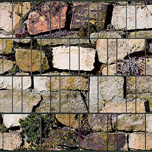zaun|zu Bedruckter Sichtschutz mit hochwertig bedrucktem Motiv Steingewächs in Stein-Optik | moderner Motivdruck | Garten-Deko | Sichtschutzstreifen Rolle | Vlies | Windschutz 2,5m x 2,0m