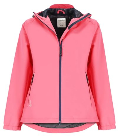 Dry Fashion Damen Funktionsjacke Spiekeroog - Fahrradjacke Navy, Größe 36 | Wind- & wasserdicht, Verschweißte Nähte, Wasserdichter 2-Wege-Reißverschluss, Kapuze verstellbar mit Vorderschirm, Einrollbar