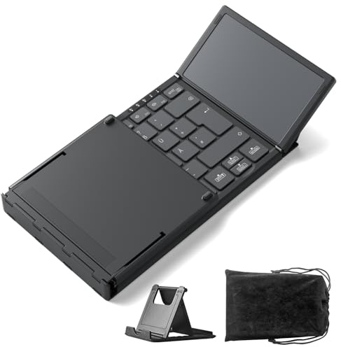 Inateck kompakte Mini-Bluetooth-Tastatur mit Touchpad | Kompatibel mit iPadOS, Android & Windows, AI-Funktion, 3 Bluetooth-Kanäle, QWERTZ, Nomad