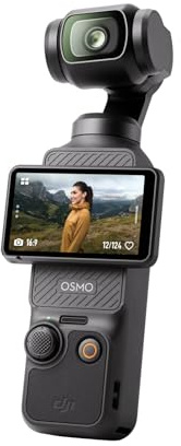 DJI Osmo Pocket 3, fotocamera digitale con CMOS da 1'' e video 4K/120fps, stabilizzazione a 3 assi, microfono incluso, messa a fuoco rapida per vlogging, selfie e viaggi