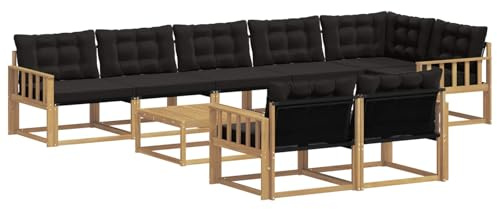 vidaXL Outdoor-Sofagarnitur 9 pcs Weiß und Schwarz 79 x 79 x 37 cm, Garten Ecksofa, modernes Outdoor-Lounge, Robustes Sitzset, Möbel für Terrasse, Komfort und Stil