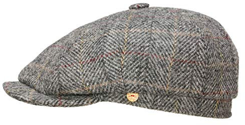 Mayser Seven Big Ballonmütze Harris Tweed aus Schurwolle - Grau (2200) - 55,5 cm (55)