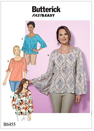 Butterick Patterns 6455 ZZ,Misses Top,Sizes LRG-XXL, Multicoloured