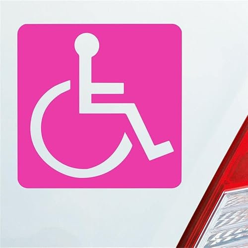 Hellweg Druckerei Auto Aufkleber Rollstuhlfahrer Warnhinweis Rollstuhl 10,5x10,5 cm Pink Sticker Heckscheibenaufkleber