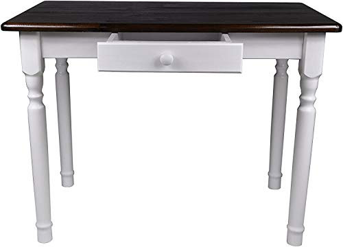 Magnetic Mobel Esstisch mit Schublade Küchentisch Tisch Massiv Kiefer Speisetisch massiv (60x110 cm, Nussbaum)