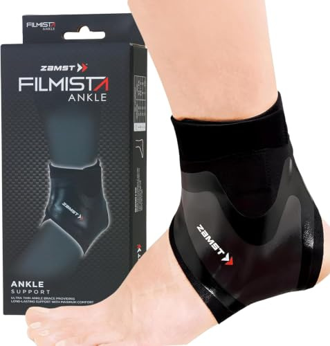 Zamst Filmista Ankle Ultra-Dünne Sprunggelenkbandage - Verstellbare Stabilisierende Bandage Fußgelenk für Verstauchte Knöchel - Zum Sport (S, Left)