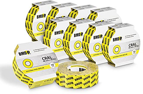 BMD cral Klebeband | 10 Rollen | 60mm x 40m |für Dampfsperren & Dampfbremsen | gemäß DIN EN 4108 Teil 11 und ENEV | Profi Qualität Made in Germany